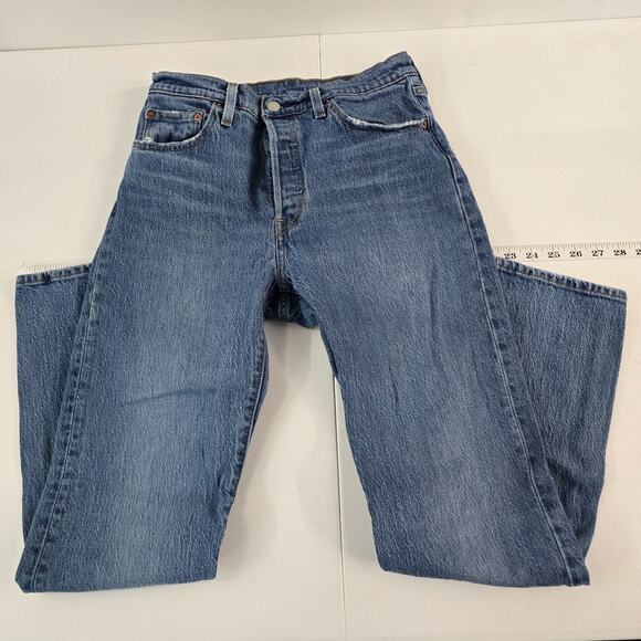 Levi's 501 button fly‎ jeans 28x30 mens medium wash denim 6014 - Picture 1 of 12